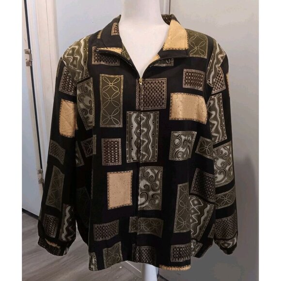 Drapers and Damon's 2X Women's Patchwork Full Zip Lightweight Collared Jacket‎ - Picture 1 of 5